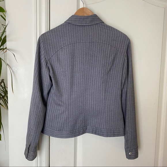 Olsen Europe gray zip up jacket blazer size 6 stripped career vest - Picture 4 of 12